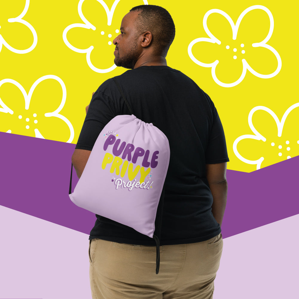 Purple Privy "Stars Logo" Drawstring bag
