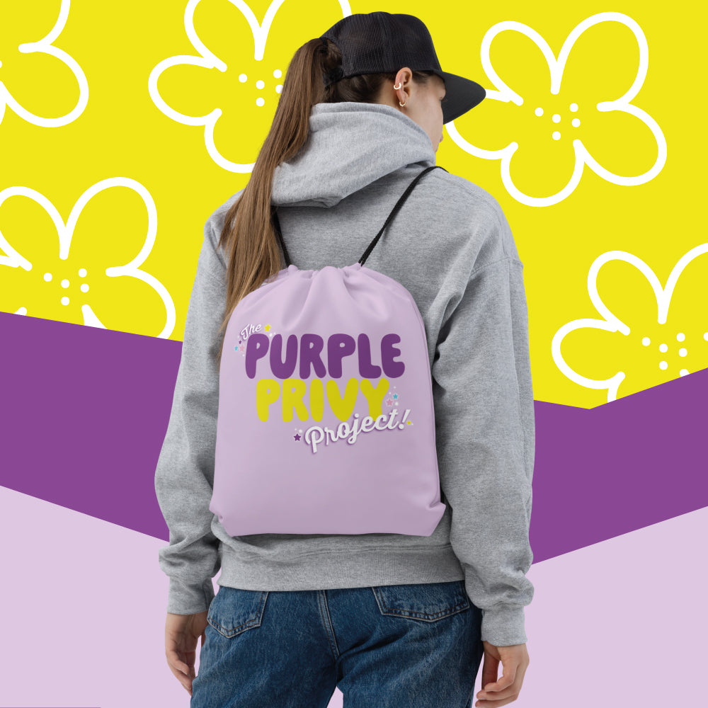 Purple Privy "Stars Logo" Drawstring bag