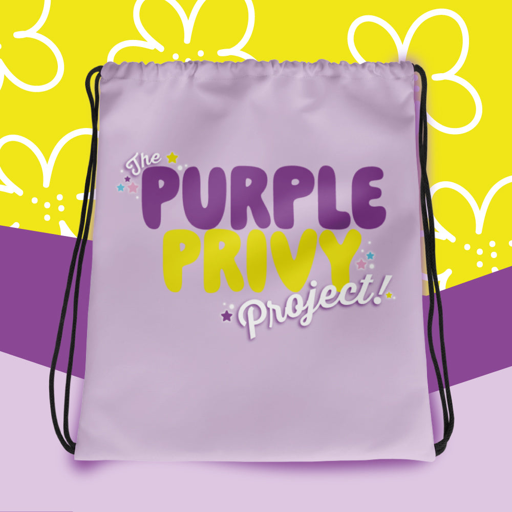 Purple Privy "Stars Logo" Drawstring bag