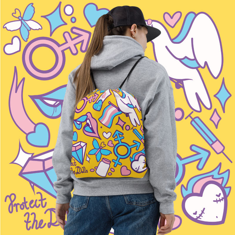 Trans Love Drawstring Bag